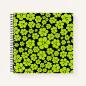 Carnet Motif à fleurs - Vert citron (Devant)