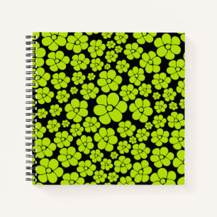 Carnet Motif à fleurs - Vert citron