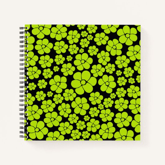 Carnet Motif à fleurs - Vert citron (Devant)