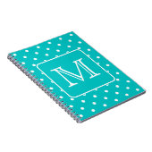 Carnet Motif à points Polka Turquoises et blancs. Monogra (Côté Droit)