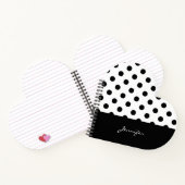 Carnet Motif à pois rétro noir et blanc avec nom (Intérieur)