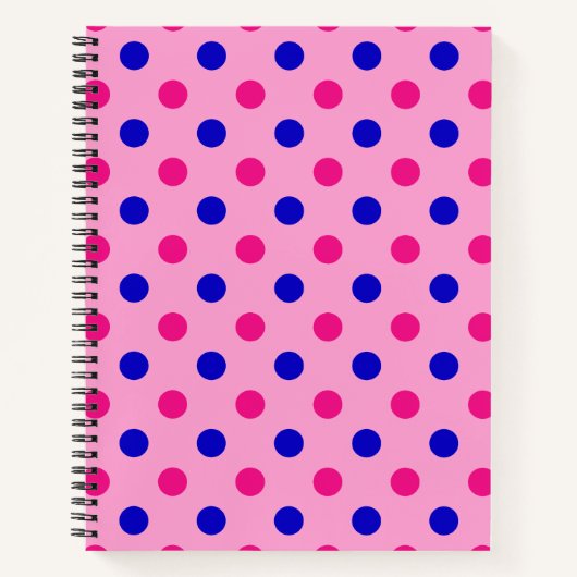 Carnet Motif à pois rose bleu rose (Devant)