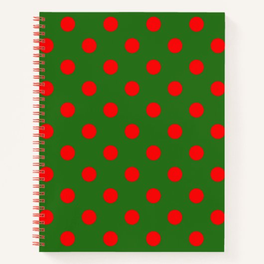 Carnet Motif à pois rouges sur fond vert (Devant)