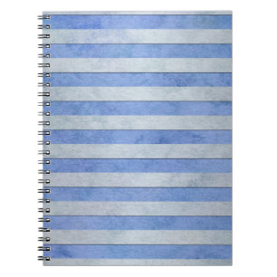 Carnet Motif à rayures aquarelle bleu clair et gris