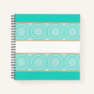 Carnet Motif à rayures de mandala turquoise
