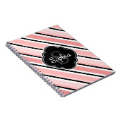 Carnet Motif à rayures noir et rose (Côté Droit)