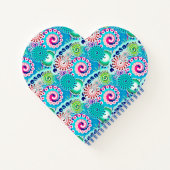 Carnet Motif à spirale fractale, rose turquoise Multi (Dos)