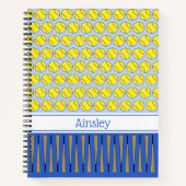 Carnet Motif à thème Softball nom personnalisé (Devant)