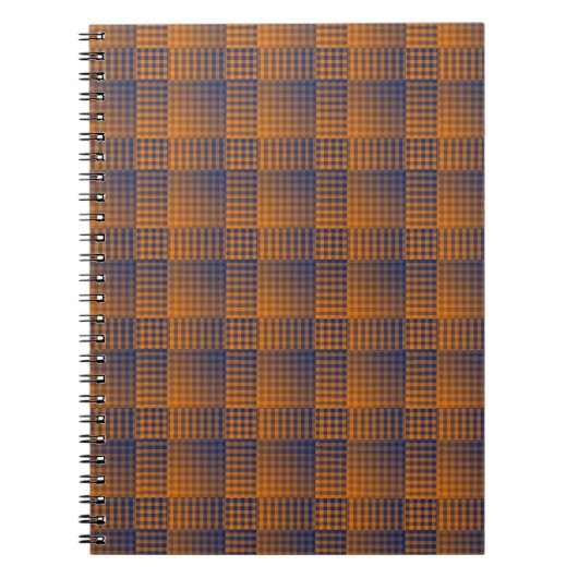 Carnet Motif Abstrait à Damier Orange Violet (Devant)