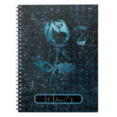 Carnet Motif abstrait bleu foncé avec roses (Devant)