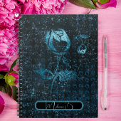 Carnet Motif abstrait bleu foncé avec roses