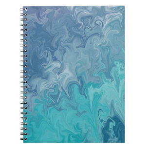 Carnet Motif Abstrait de Marbre Liquide Bleu