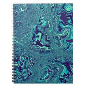 Carnet Motif Abstrait de Marbre Liquide Bleu