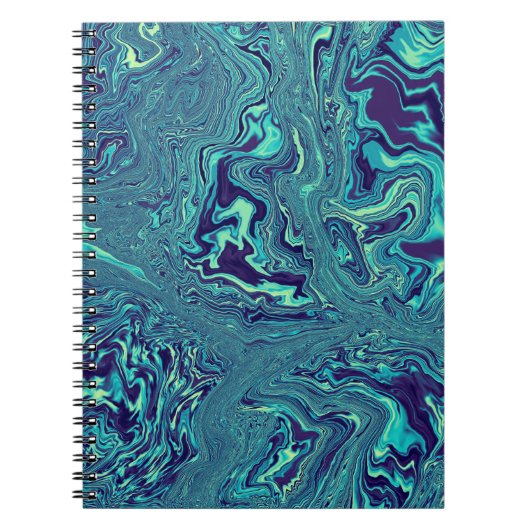 Carnet Motif Abstrait de Marbre Liquide Bleu (Devant)