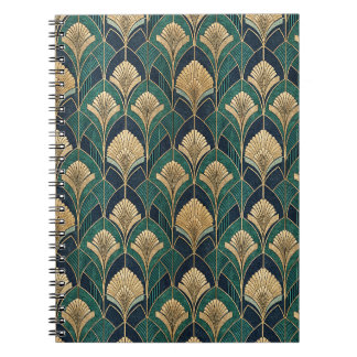 Carnet Motif Abstrait Géométrique Art Déco Or et Sarcelle