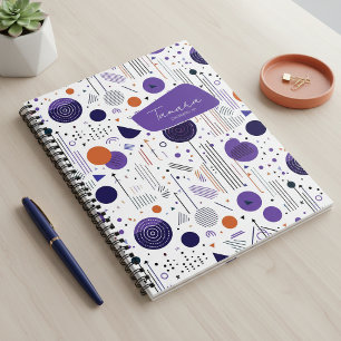 Carnet Motif Abstrait Géométrique Rétro 3 Violet Orange I