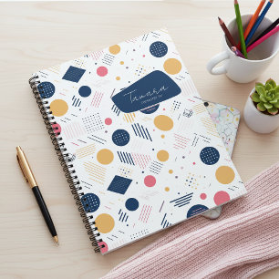 Carnet Motif abstrait géométrique rétro #6 Navy Rose ID10