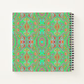 Carnet Motif Abstrait Orange Rétro et Vert Citron (Dos)
