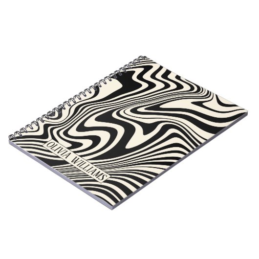 Carnet Motif Abstrait Retro Black Swirl (Côté gauche)