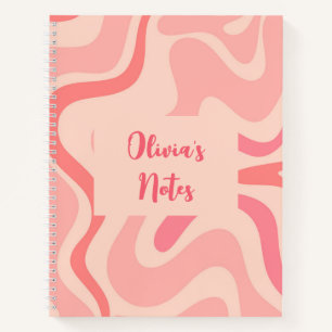 Carnet Motif Abstrait Rétro en Tourbillon Liquide en Rose