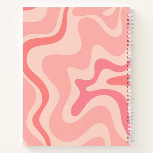 Carnet Motif Abstrait Retro Liquid Swirl en rose vif (Dos)