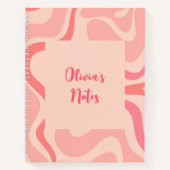Carnet Motif Abstrait Retro Liquid Swirl en rose vif (Devant)