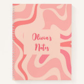 Carnet Motif Abstrait Retro Liquid Swirl en rose vif (Devant)