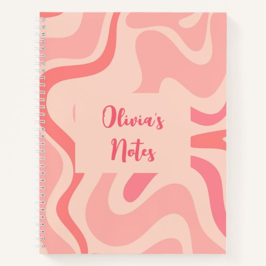 Carnet Motif Abstrait Retro Liquid Swirl en rose vif (Devant)