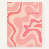 Carnet Motif Abstrait Retro Liquid Swirl en rose vif (Devant)