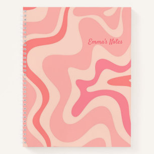 Carnet Motif Abstrait Retro Liquid Swirl en rose vif
