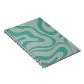 Carnet Motif Abstrait Rétro Liquid Swirl Muted Turquoise (Côté Droit)