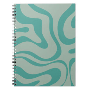 Carnet Motif Abstrait Rétro Liquid Swirl Muted Turquoise