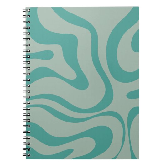 Carnet Motif Abstrait Rétro Liquid Swirl Muted Turquoise (Devant)