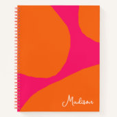 Carnet Motif Abstrait rose et orange chaud avec nom (Devant)