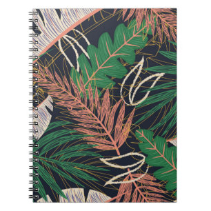 Carnet motif Abstrait sans faille avec feuilles tropicaux