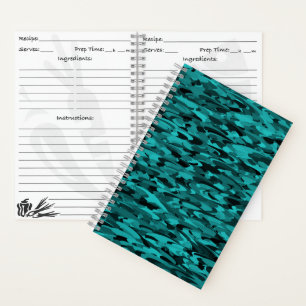 Carnet Motif Abstrait Sarcelle Noir
