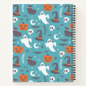 Carnet Motif amusant de doodle sarcelle pour Halloween (Dos)