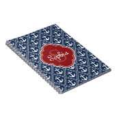 Carnet Motif Ancre bleu Monogramme rouge (Côté Droit)