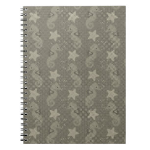 Carnet Motif Antique Seahorse Et Starfish