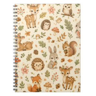 Carnet Motif aquarelle d'animaux mignons de la forêt