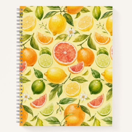 Carnet Motif aquarelle de fruits de citron (Devant)