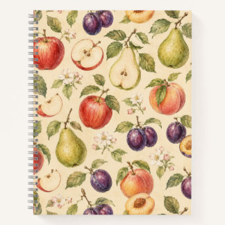 Carnet Motif aquarelle de fruits de verger