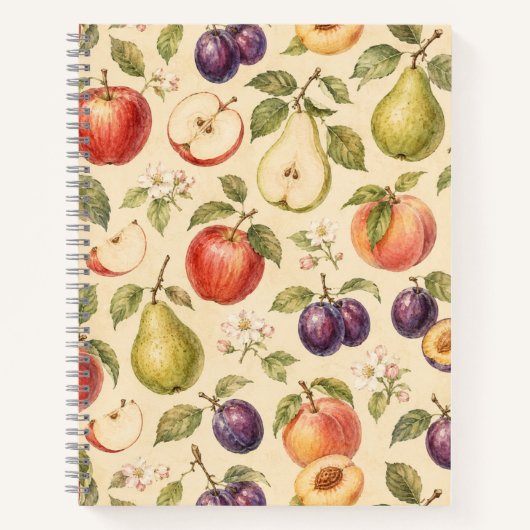 Carnet Motif aquarelle de fruits de verger (Devant)