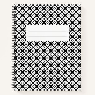 Carnet Motif arabesque symétrique noir et blanc gras