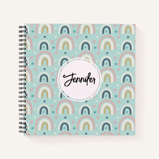 Carnet Motif arc-en-ciel blanc mignon (Devant)