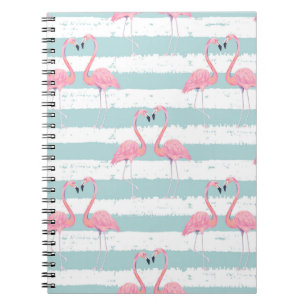 Carnet Motif Arrière - plan Exotique Flamant rose rayé