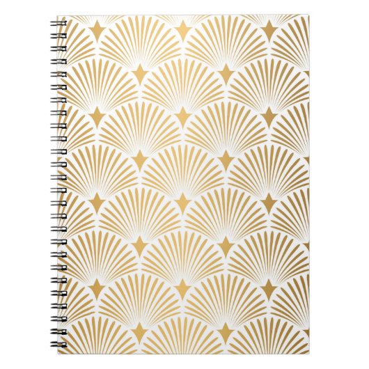 Carnet Motif Art déco. Simples grappes blanches et dorées (Devant)