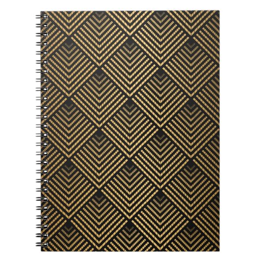 Carnet Motif Art déco. Simples grappes noir et or (Devant)
