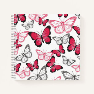 Carnet Motif artistique de papillon rouge et noir joli