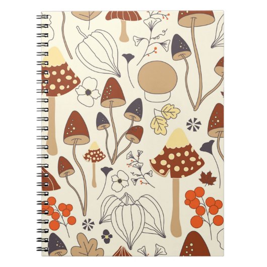 Carnet Motif automatique sans soudure avec champignons, f (Devant)